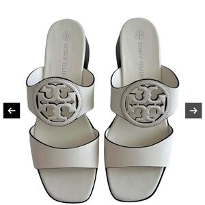 Tory Burch White Miller Heel Sandals